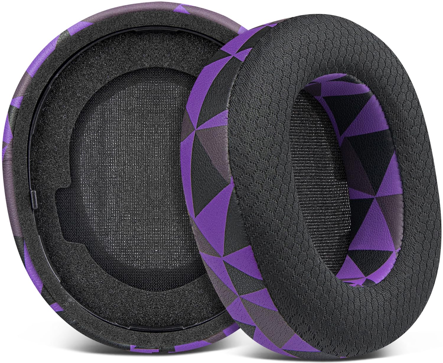 SOULWIT Mesh Fabric Replacement Earpads for Steelseries Arctis Nova Pro Wireless/Arctis Nova Elite Headphones, Ear Pads Cushions with High-Density Noise Isolation Foam, Added Thickness - Purple Black