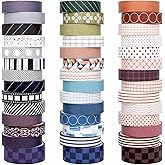 44 Rolls Washi Tape Set, 10 mm and 15 mm Wide Grid Colored Masking Tape for Scrapbooking Supplies, DIY Crafts, Journal Suppli