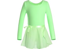 DANSHOW Girls Team Basic Long Sleeve Leotard with Skirt Kid Dance Ballet Tutu Dress