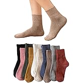 Norther30° Cotton Crew Socks for Women Cotton Casual Solid Color Stretchy Socks for Women Girls 10 Pairs