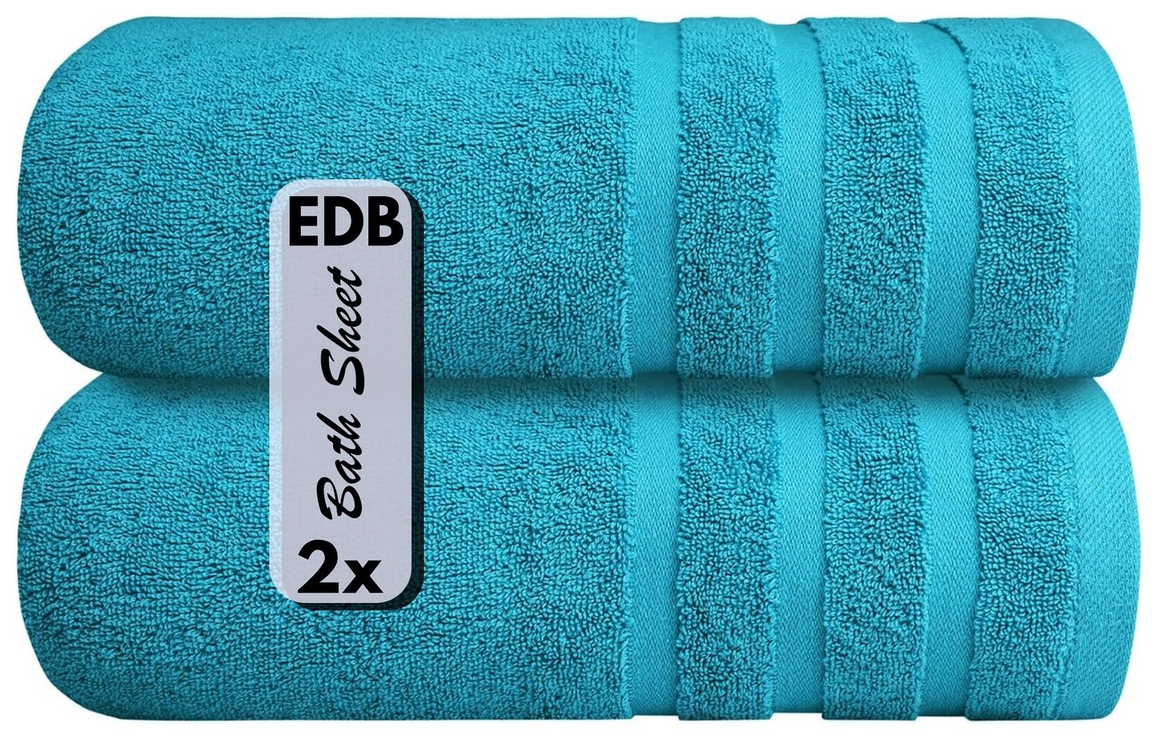 EDB Luxury Large Bath Sheet (Pack of 2, Pack of 4) Super Soft 100% Egyptian Cotton 75 x 150 cm High Absorbent & Quick Dry Big Bath Sheets Bathroom Towels 500-GSM (Teal, 2)