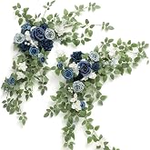 Ling's moment 2 Pack Dusty Blue Floral Garland Wedding Arch Flowers | White Floral Swag, Flower Vines, Rose, Welcome Signs, Centerpieces, Sweetheart Table, Mantel, Cake Decor