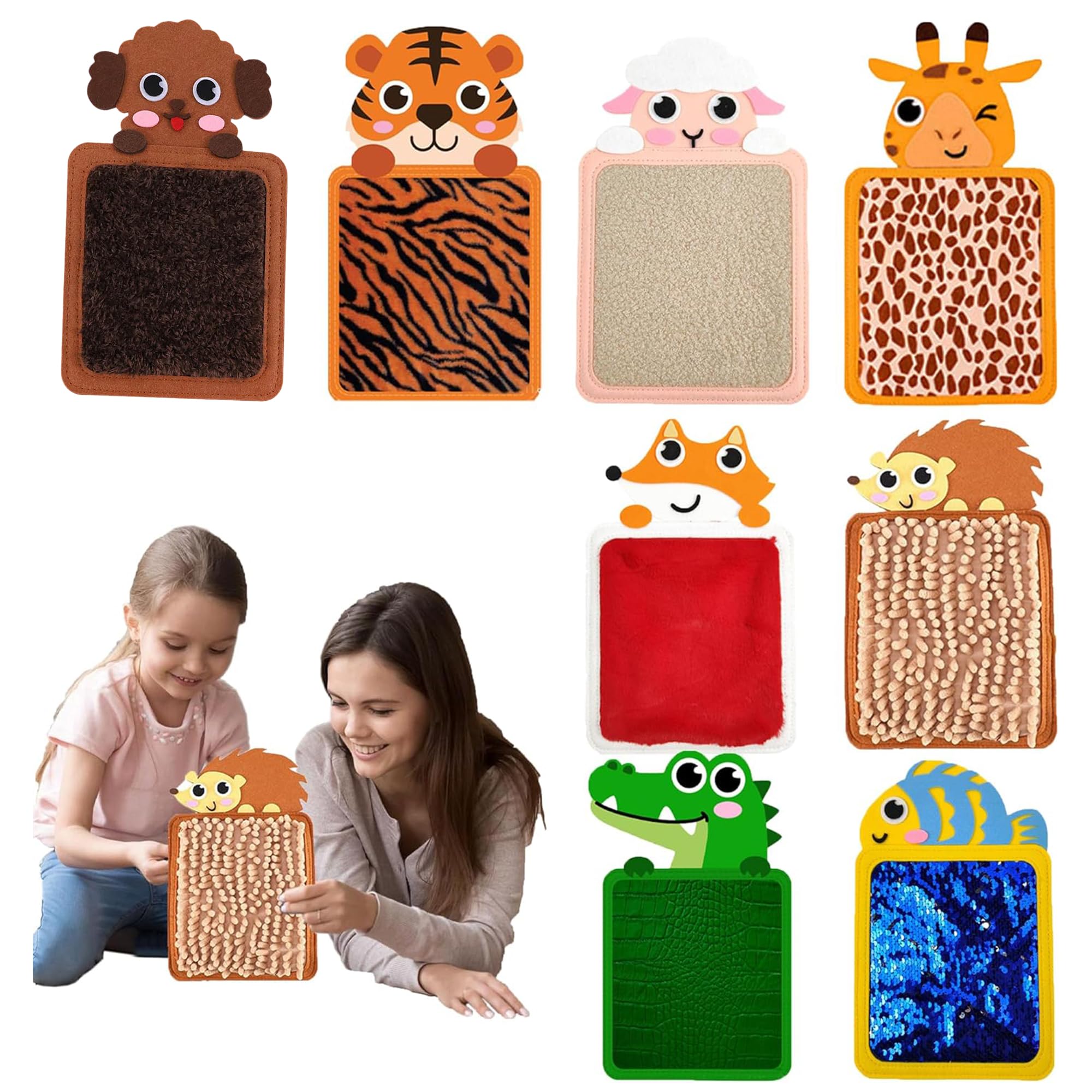FGXY 8pcs Sensory Mat Toy Kit，Sensory Mats for Autistic Children Sensory Walls Early Sensory Exercise Sensory Disorder Toys for Tactile Play Presents Gifts for Newborn (Animal)