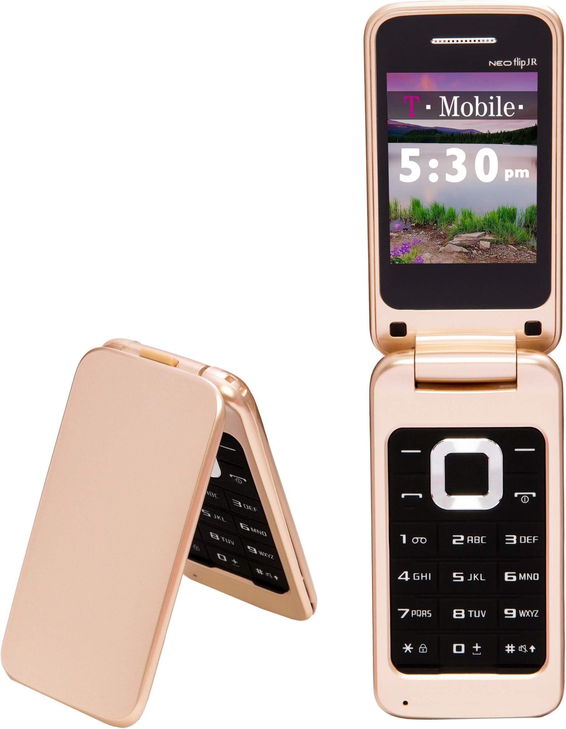 Unlocked 3G GSM Flip Phone - NEO FLIP JR. - Celular Desbloqueado - Dual SIM - Arrives with Blue Beat Digital SIM Card (T-Mobile) - Ready-to-Go - Big Buttons - Great for Seniors/Kids (Gold)