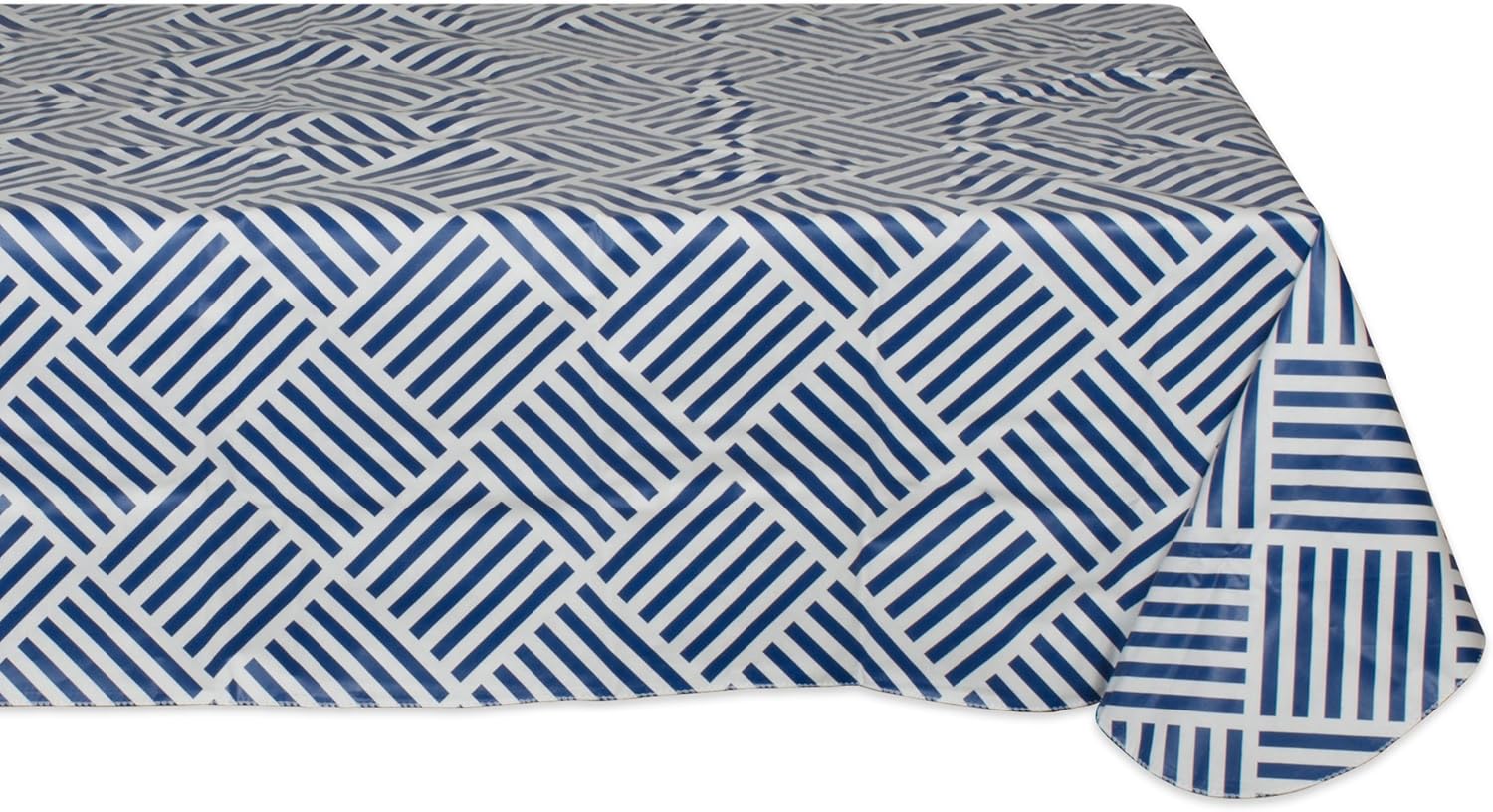Waterproof Spill Proof Vinyl Geometric Grid Tablecloth, 52x70", Perfect