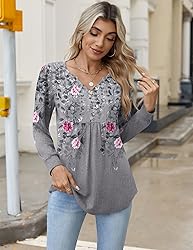 Zeagoo Floral Shirts for Women Long Sleeve Fall