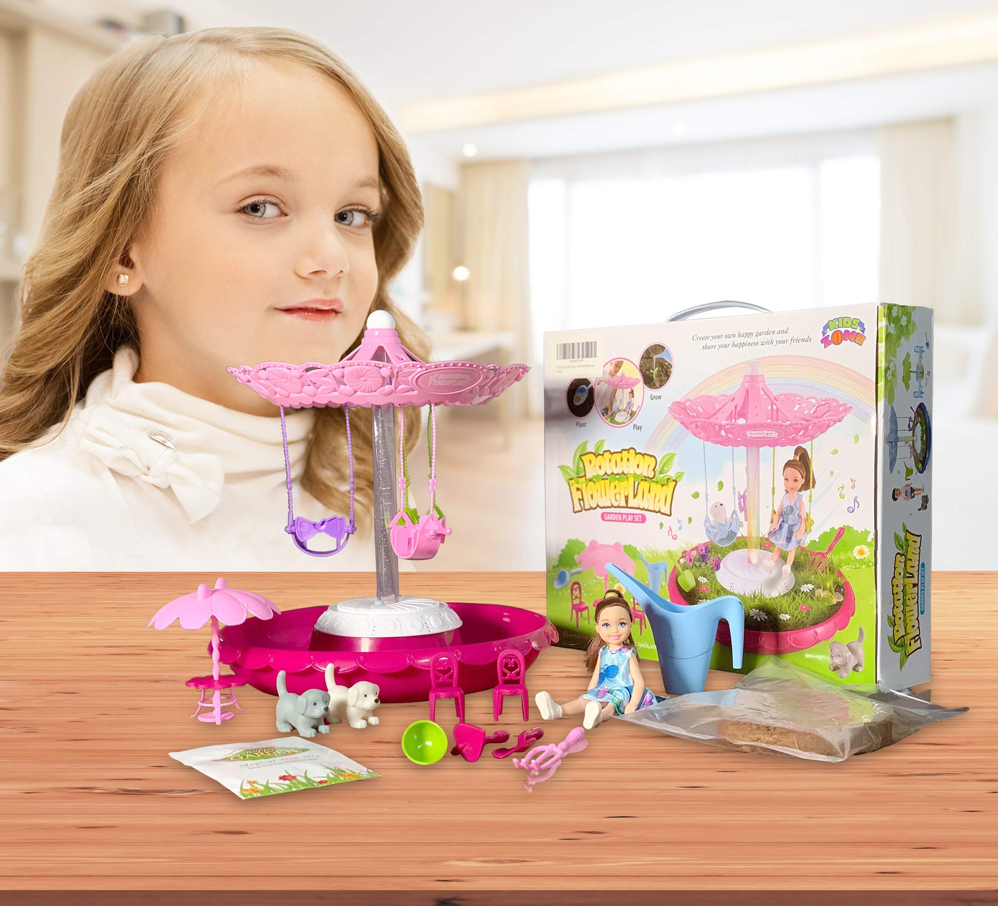 Kids Garden Set for Boys and Girls 3 - 10 Years Old - Best Fairy Gardening Gift - Grow Magic Flowers and Plants Indoor - Montessori Toy for Toddlers (Pink)