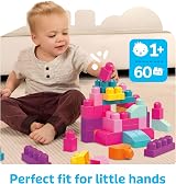 Mega Bloks Big Building Bag 60 Blocks 9 Colors Pink Ages 1+ view 2