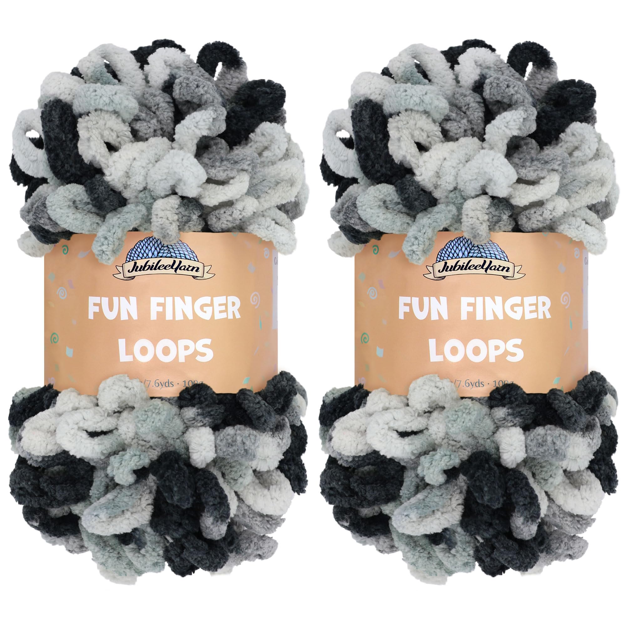 JubileeYarn Fun Finger Loops Yarn - Polyester Jumbo Weight Loop Yarn - 100g/Skein - Nemesis - 2 Skeins