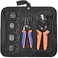 iCrimp SN Ratchet Electrician Crimping Tool set for Insulated and Non-Insulated terminals,Molex, Open Barrel, Dupont connectors, End sleeve ferrules 0.08-6mm ²28-10AWG with Wire Stripper&Cutter