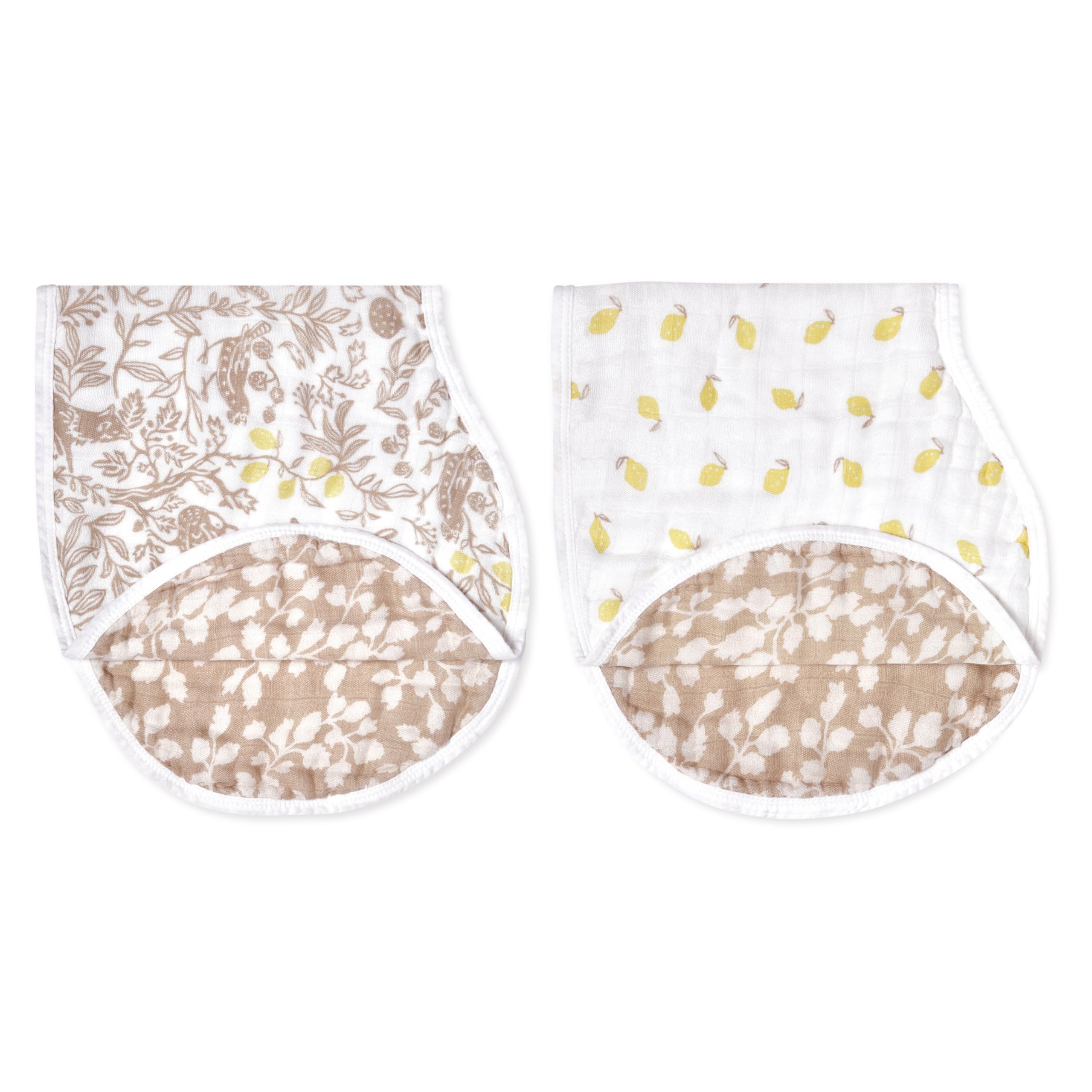 aden + anais Silky Soft Bamboo Viscose Burpy Bib – Multi-Use, Absorbent 4-Layer Burp Cloth and Full-Coverage Snap-Closure Baby Bib in One, 22.5” X 11”, 2-Pack, Natural Woodland