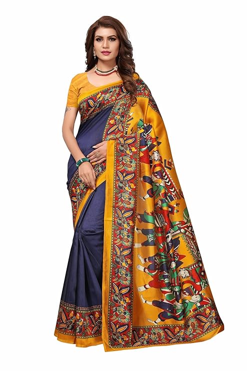 venkatagiri Art Silk with blouse piece Saree (SDPL-SHRADDHA NAVY_ blue_ free size)