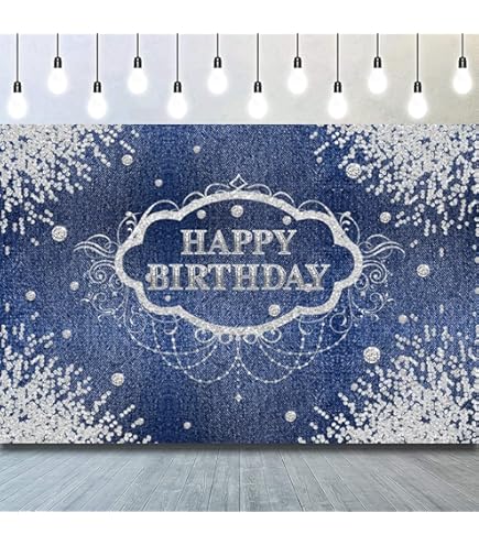Happy 60th Birthday Banner & Backdrop | Blue Silver Decor