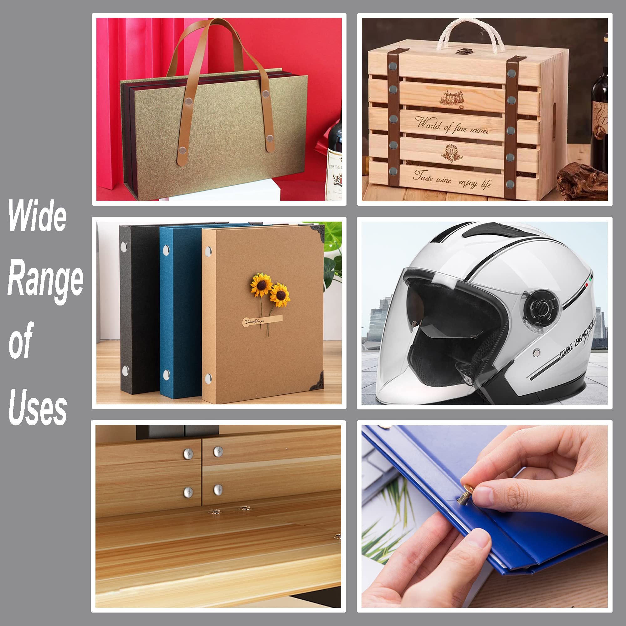 110Sets Chicago Screws Leather Rivets Assorted Screw Rivets Chicago Binding Screws for Decorate and Repair Leather Craft Belt Bag Shoes Purse Bookbinding (Gunmetal Black, M5*4,5,6,8,10,12)