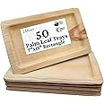 Dtocs Palm Leaf Plates 7x11 Inch Rectangle Plate (Pack 50) | Bamboo Tray Look Compostable Disposable Cookie Tray Platter Mini Charcuterie Board For Wedding Birthday Party | Alternate to Paper Plates