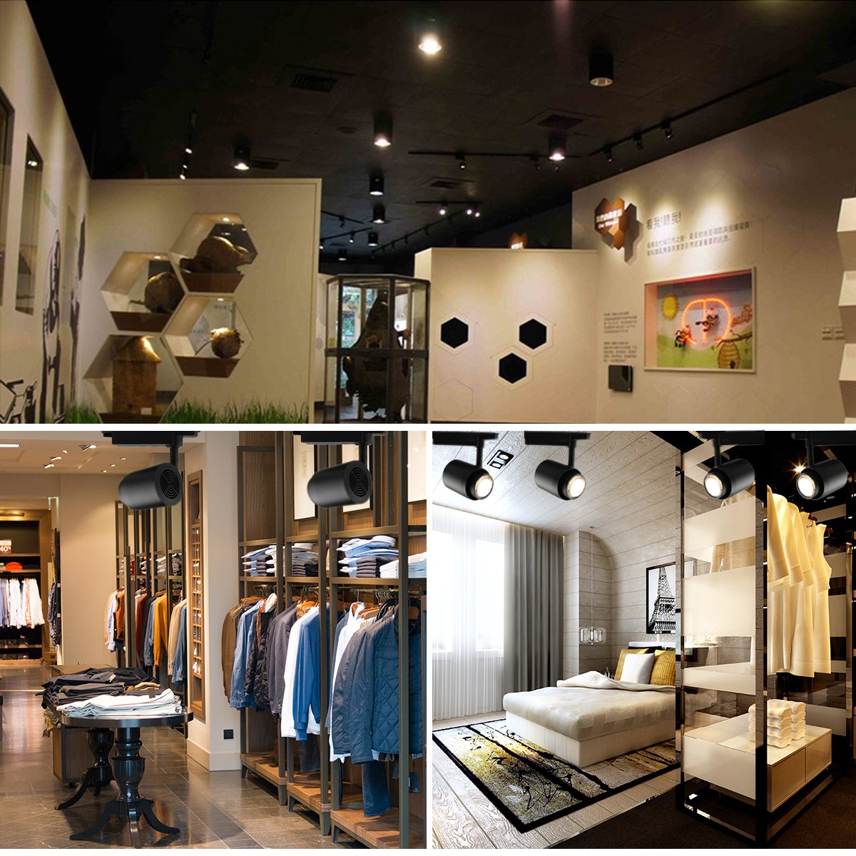 Betorcy 36W LED Track Lighting Heads, Direct-Lighting Fixtures, (CRI 90+) High color rendering, With Cooling Fan, Warm White Light 3000K, Designed For Home, Showroom, Shop, Art Lighting-3 wire