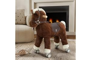 labebe Ride on Horse for Toddler,Ride On Pony Riding Horse Mechanical Walking Action Plush Animal Stuffed Rocker Toys,Rocking Horse for Christmas/Birthday Gift for Child 24M+