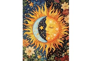 WUSARPLY Sun and Moon Stamped Cross Stitch Kits - Plant Counted Cross Stitch Kits for Beginners Adults Needlepoint Cross-Stitch Patterns Dimensions Needlecrafts Embroidery Kits Arts and Crafts