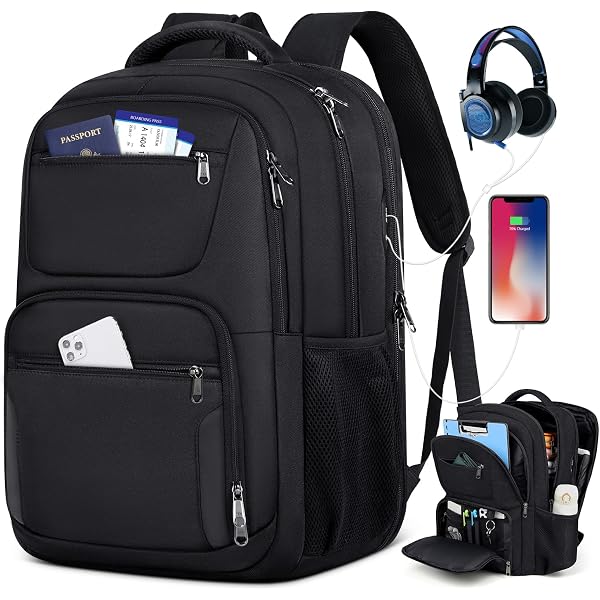 Travel Laptop Backpack, 17 Inch Extra Large Laptop Backpack with USB Charging Hole 45L Anti Theft Travel Backpack Water Resistant College Business Computer Bag Fit 17.3 Inch Laptop for Men Women
