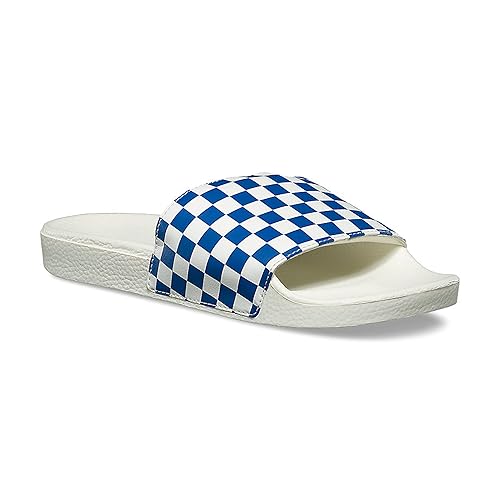 vans checkerboard slides blue