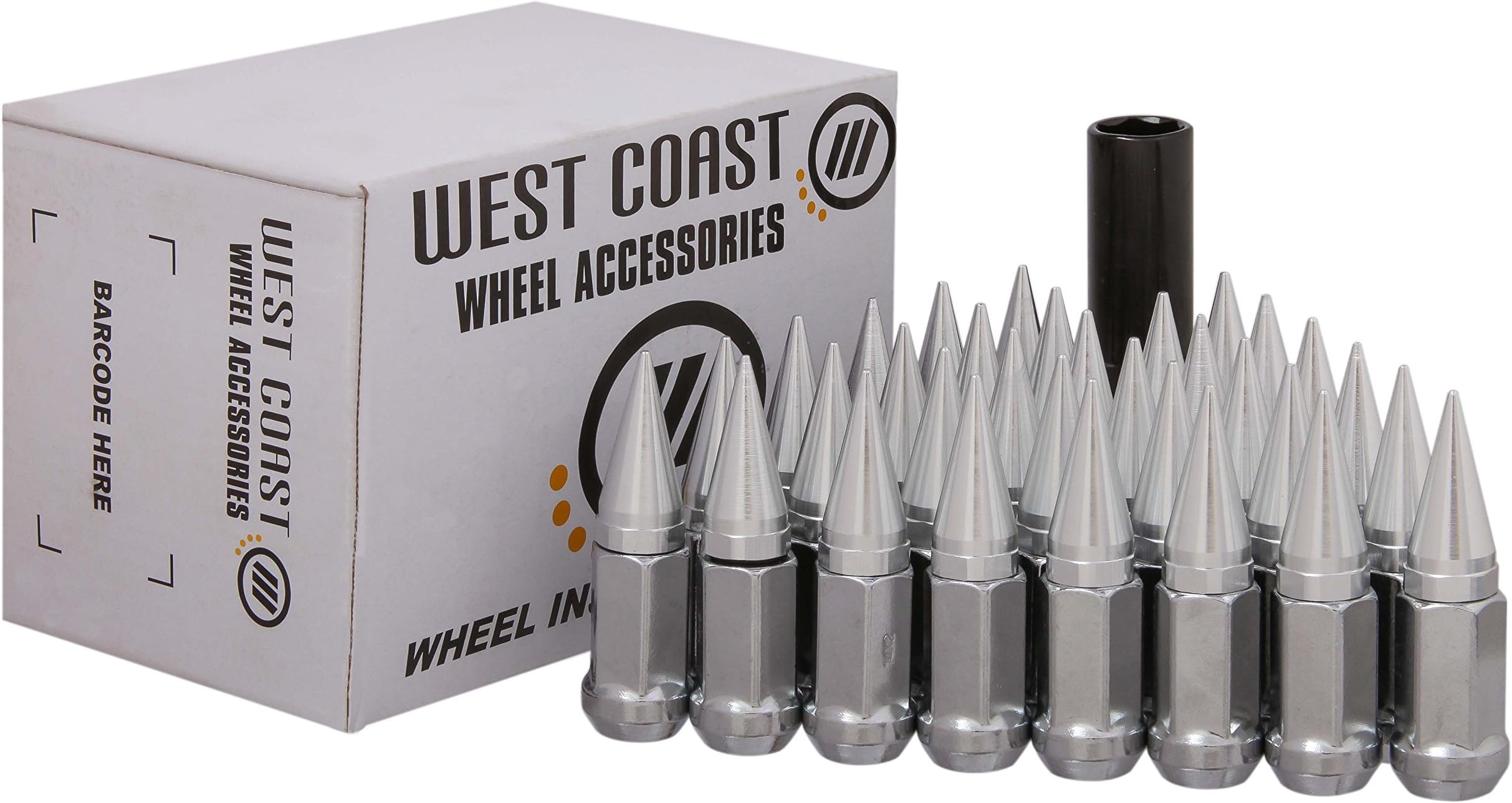 20pc Chrome Spike Lugs | Thread Pitch 7/16" | 2pc Construction Special Designed Key | 3.5” Total Length | For AfterMarket Wheels | #1 Hottest Selling Product in the Industry