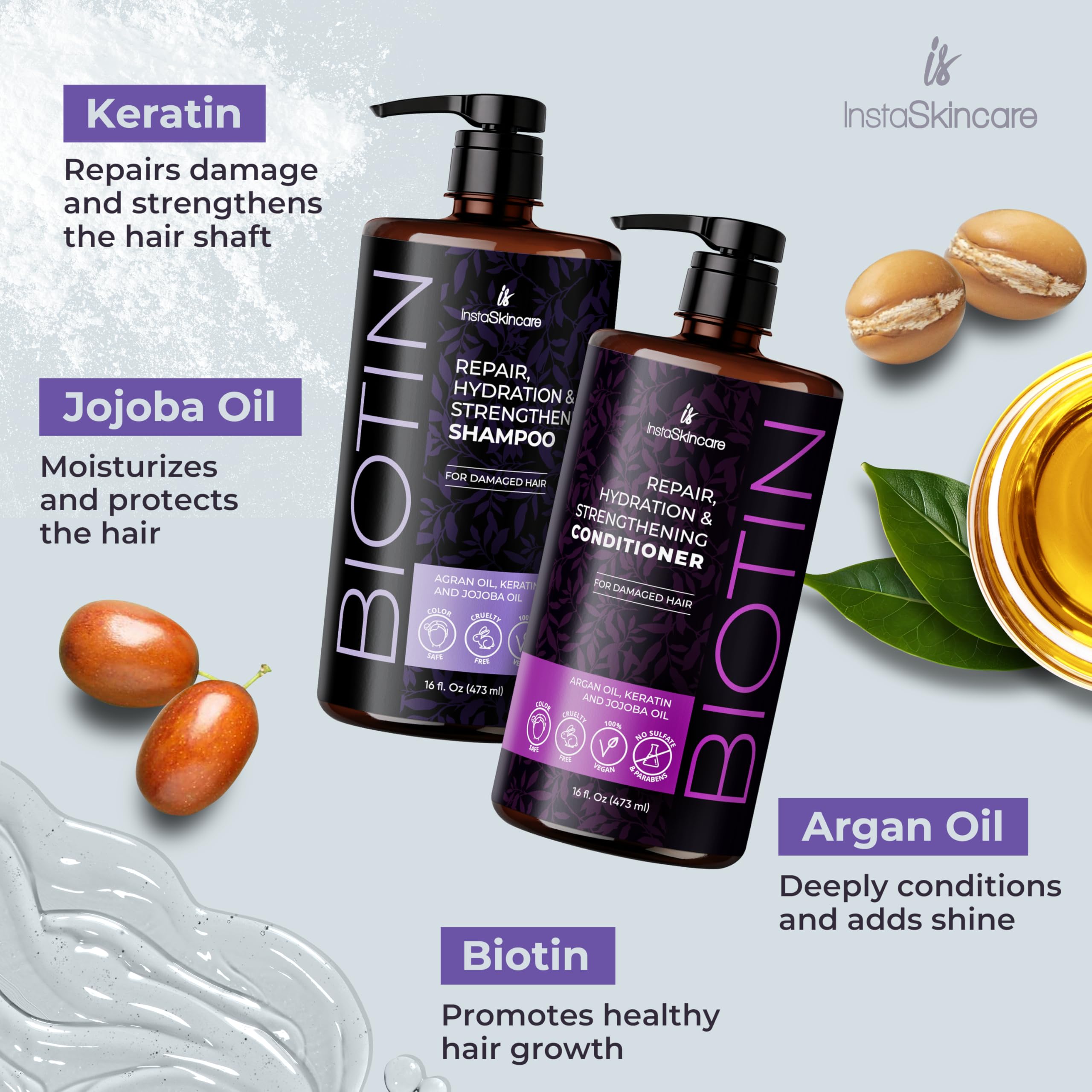 Biotin Shampoo and Conditioner Set, 1 Fl Oz (Pack of 1)