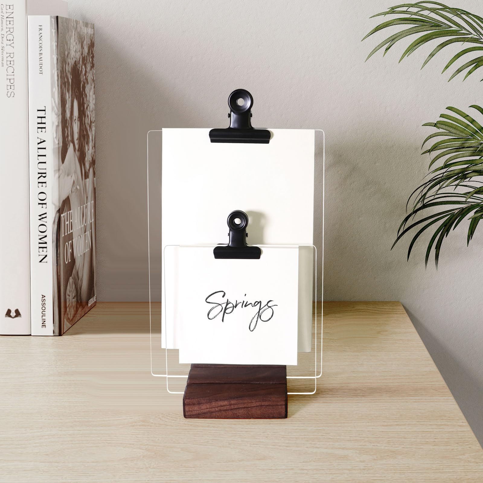 KOLYMAX Table Card Memo Holder Stand, Modern Form Factor, Freestanding, for Memo Paper Note, Photo Clips Holder Desk Stand, Photo