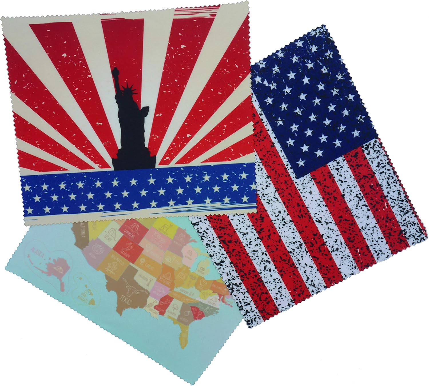 Go Optical Microfiber Glasses Spectacle Phone Lens Screen Cleaning Cloths USA Theme X 3 Microfibre (3pc Mixed Pack)