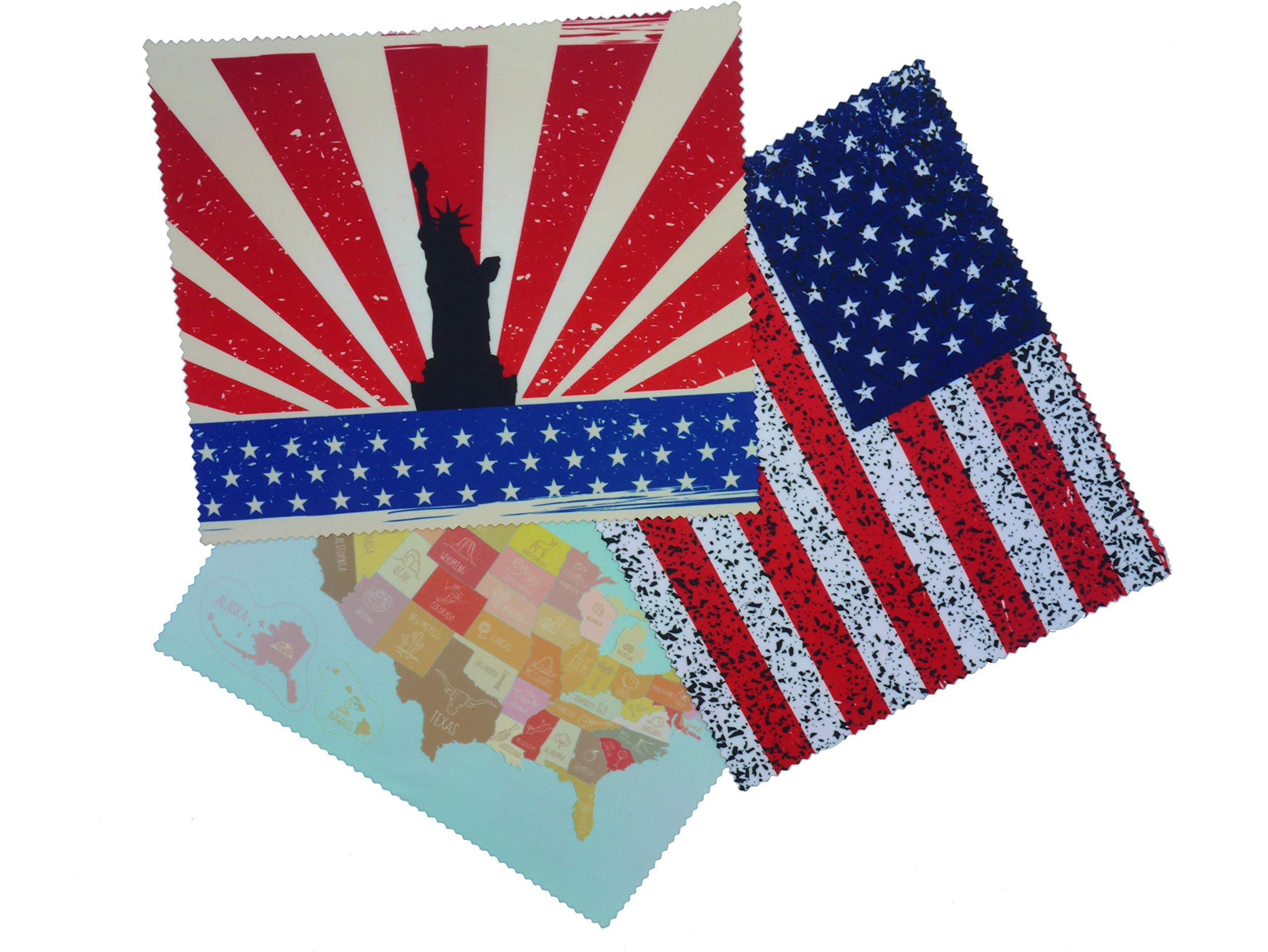 Go Optical Microfiber Glasses Spectacle Phone Lens Screen Cleaning Cloths USA Theme X 3 Microfibre (3pc Mixed Pack)