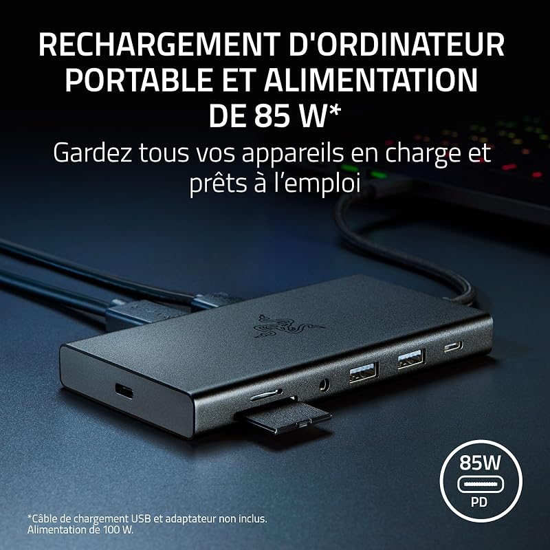 Station d'accueil USB-C - 11 Ports avec HDMI, Gigabit Ethernet, Port Audio 3,5 mm, USB-A et -C, Compatible avec Windows et Mac (Sortie d'écran avec 4K, Son Surround 7.1) Mercury
