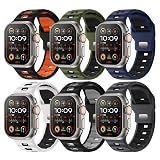 Sport Bands 6-Pack Compatible with Apple Watch Ultra 3/2 Band 49mm 46mm 45mm 44mm 42mm, Wide Soft Silicone Wristbands Waterproof Strap Men for iWatch Series 11 10 9 8 7 6 5 4 3 SE Ultra