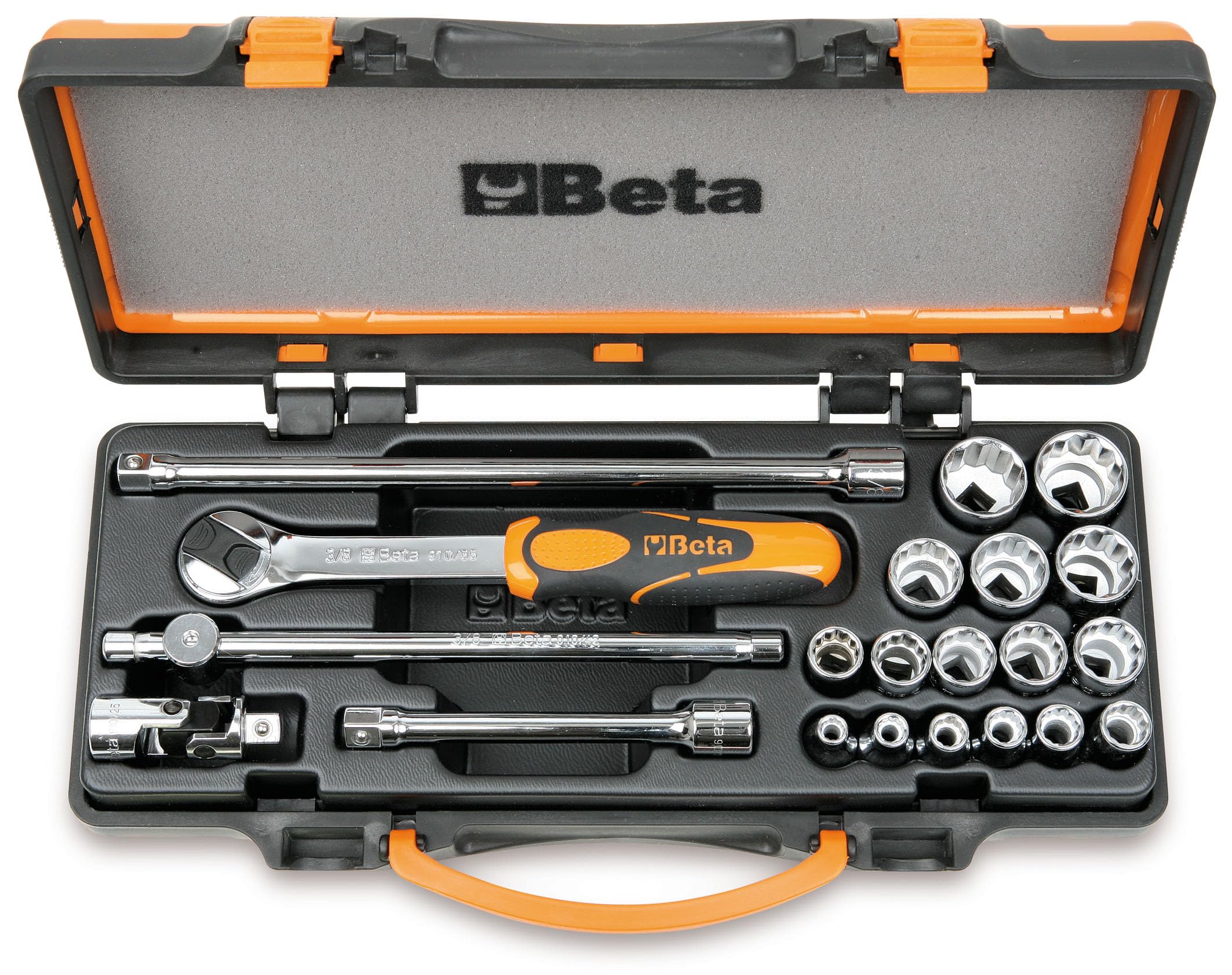 Beta 9100937 Model 910 B/C16 Bi-hex Sockets and 5 Accessories, 3/8 Drive, 16 Pieces