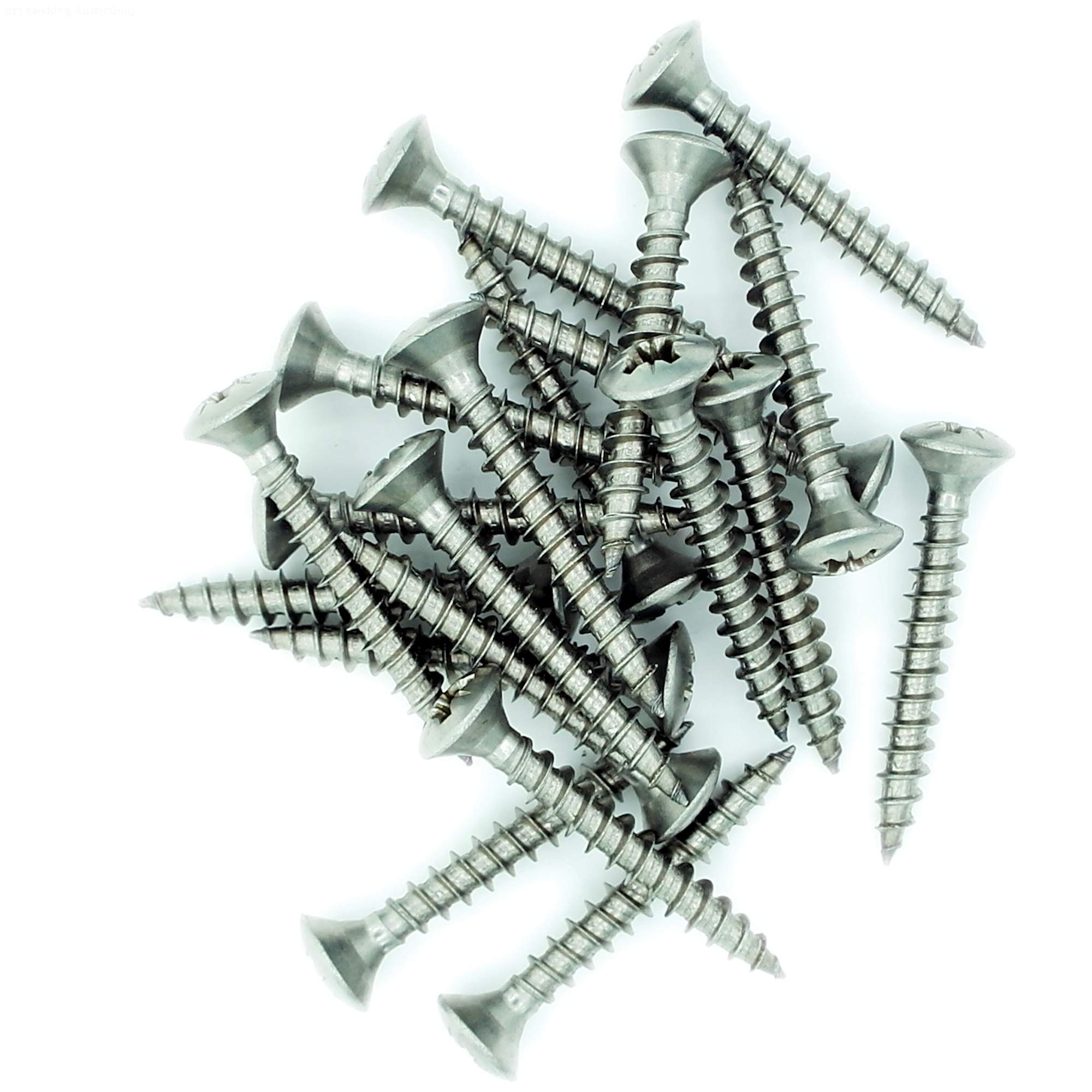 No.4 x 0.65 (3mm x 16mm) Pozi Raised Countersunk Chipboard Screw - Stainless Steel (A2) (Pack of 20)
