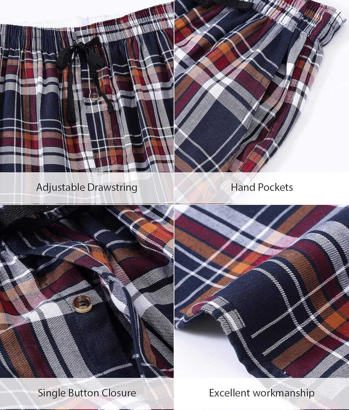 AIRIKE Women's Fleece Lounge Pajama Pants Soft Plaid Woven Sleep Pants Cotton PJ Bottoms with Pockets and Drawstring at  Women’s Clothing store