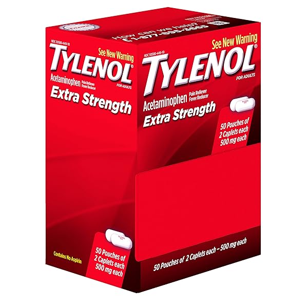 TYLENOL EXTRA STRENGTH CAPLETS, 100 COUNT, PACK OF 2