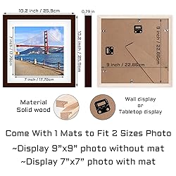 9x9 inch Wood Picture Frame for Wall Hanging or