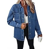 Astylish Women's Oversized Denim Button Down Shirt Chambray Beach Long Sleeve Dressy Casual Fashion Fall Outfit