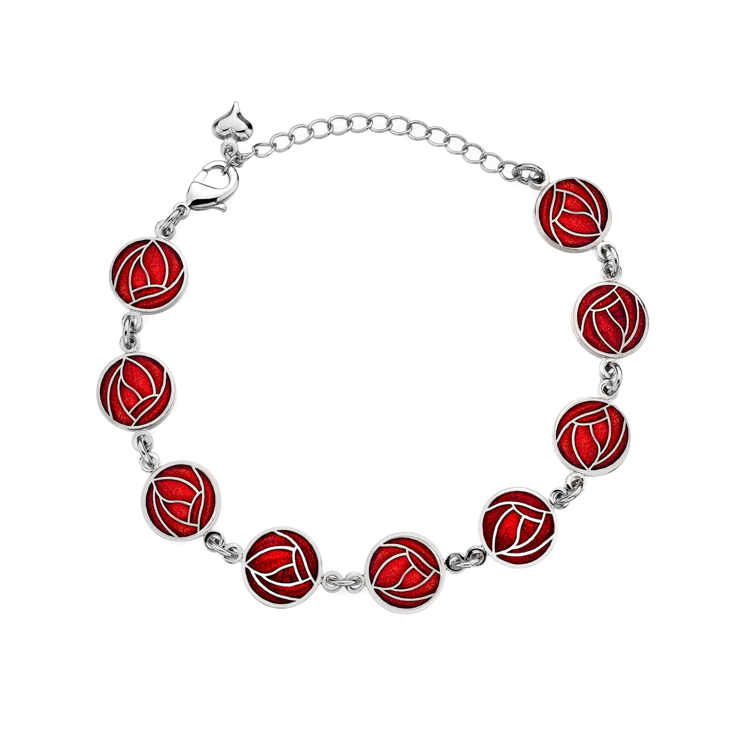 Glasgow Rose Round Fine Enamel Bracelet (Red)