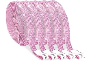 Tehttz 5 Rolls Self-Adhesive Crystal Rhinestone Diamond Ribbon, 0.9cm Wide Total 5 Yards Bling Diamond Stickers Wrap Roll Sel