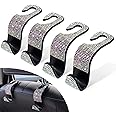 LivTee Car Seat Headrest Hook, Auto Seat Hook Hangers Storage Organizer Interior Accessories for Purse Coats Umbrellas Grocery Bags Handbag, 4-Pack(Bling Colorful)