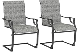Outsunny Patio Chairs Set of 2, C Spring Motion Outdoor Dining Chairs with High Back, Armrests, All Weather Breathable Fabric