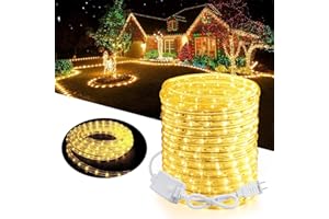 Toodour LED Rope Lights, 33ft 240 LED Christmas Tube String Lights, Connectable Indoor Outdoor Clear Tube Decorative Lighting for Garden, Patio, Bedroom, Party, Wedding, Christmas Decor -Warm White