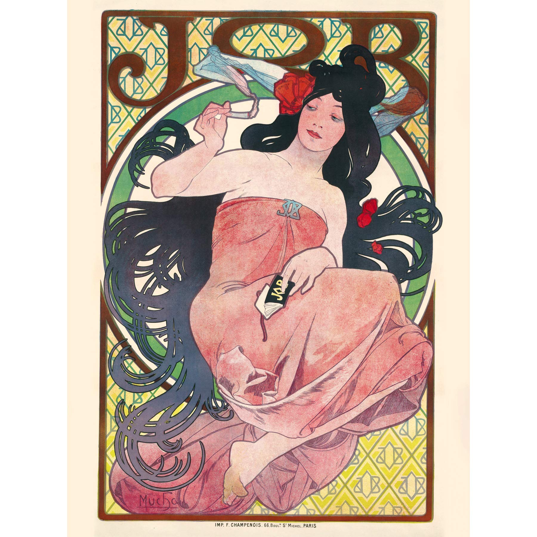 Alphonse Mucha Job Large Wall Art Print Canvas Premium Poster Mural