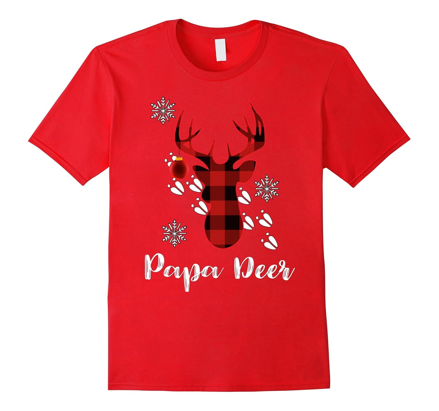 Family Christmas TShirts Outfit Papa Deer Plaid Matching-Rose