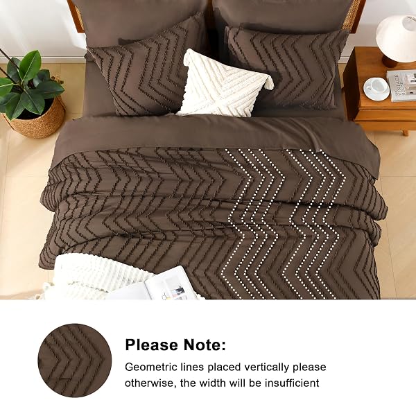LITANIKA KING SIZE COMFORTER SET WITH SHEETS BROWN – 7 PIECES BED IN A BAG KING CHEVRON TUFTED COMPLETE BEDDING SETS WITH COMFORTER, SHEETS, PILLOWCASES & SHAMS