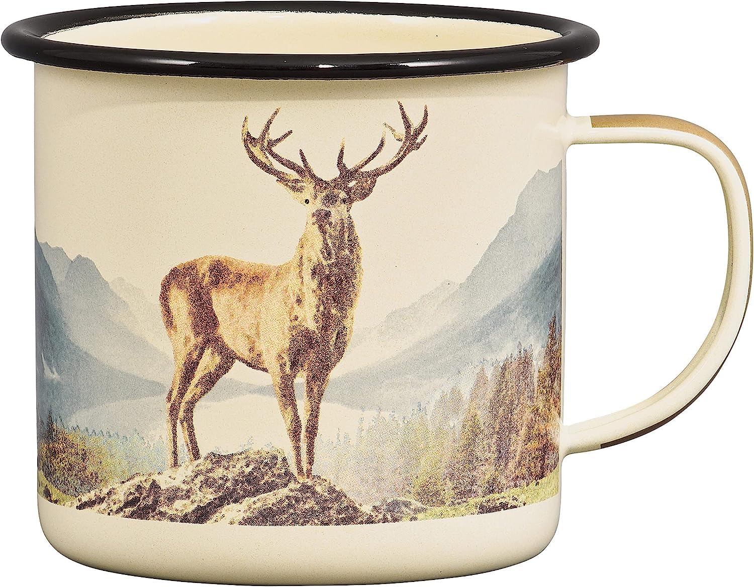 Gentlemen’s Hardware GEN371 Deer Enamel Camping Coffee Mug, Cream, 500ml, 17-Ounce