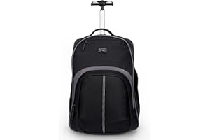 Targus 16 Inch Compact Rolling Backpack, Black - Wheeled Travel Bag with Removable Protective Laptop Sleeve, Fits Laptops Up to 16” and MacBook Pros up to 17” (TSB750US)