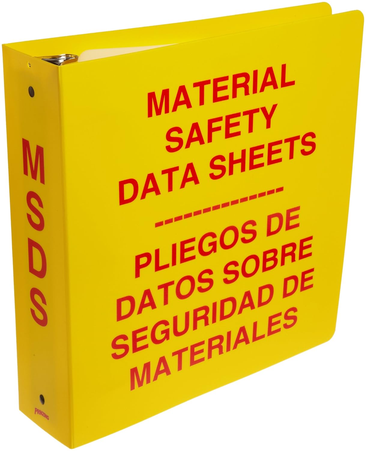 Brady 2028 3" Diameter Ring, Red On Yellow Color Bilingual Binder MSDS