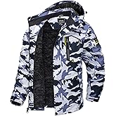 TACVASEN Men's Winter Skiing Jackets Water Resistant Fleece Coats Insulated Thermal Snowboard Jacket Parka Raincoat with Hood
