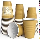 Exquisite Party Solids 12 Oz Gold Plastic Cups For Party Supplies 50 Pack | Gold Disposable Cups Plastic | Disposable Drinkware For Parties, Events & Everyday